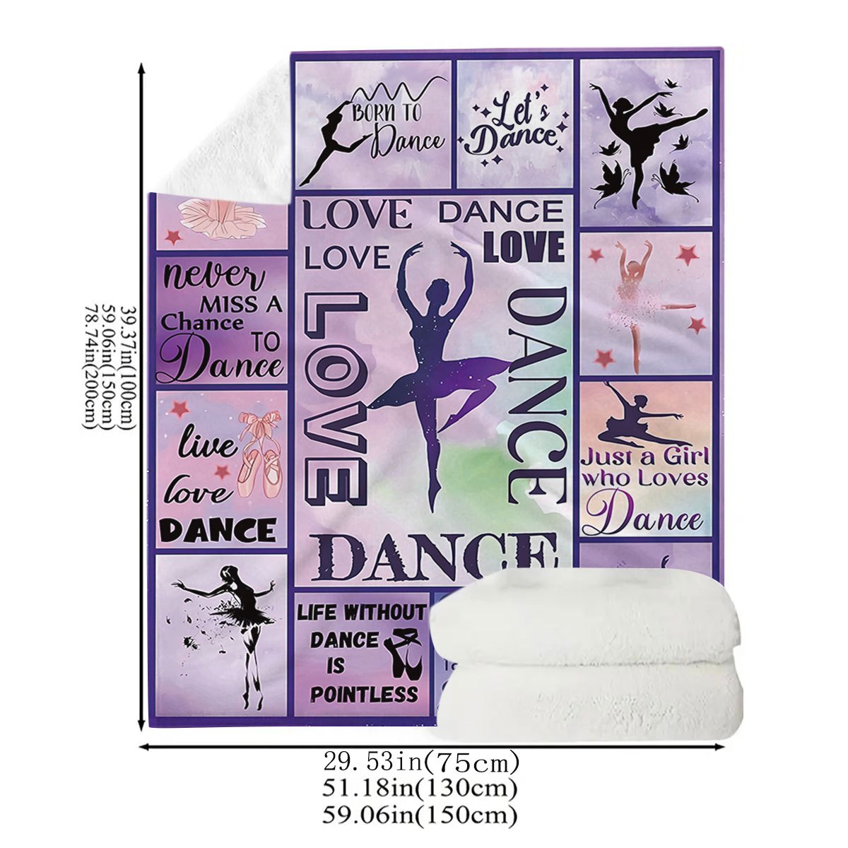 Warm Soft Flannel Ballet Dancer Throw Blanket for Ballerinas