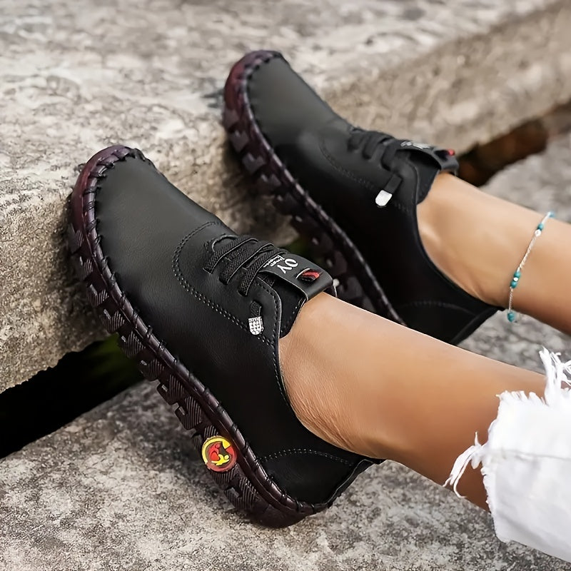 Женские обувь на шнуровке из сплошного цвета, низкий ход, повседневные нескользящие туфли