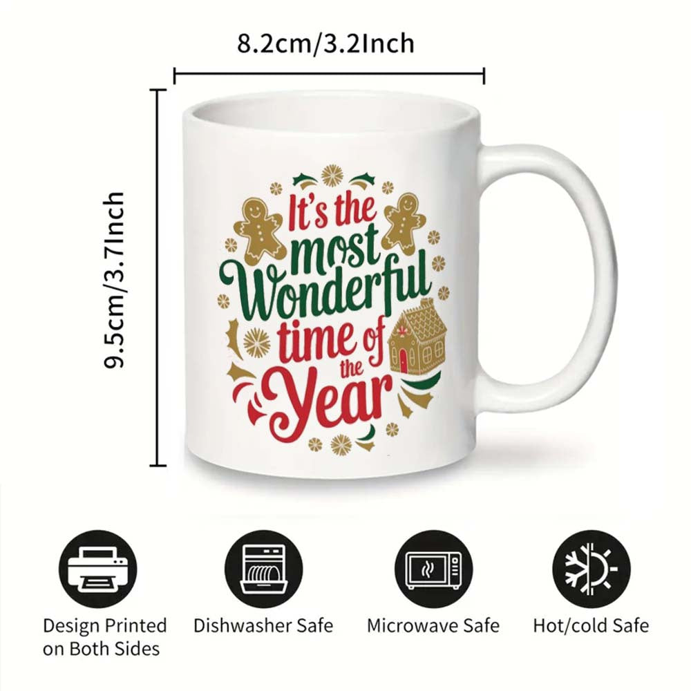 Festive Ceramic Coffee Mug It's the Most Wonderful Time of the Year Holiday Office Camping Dining
