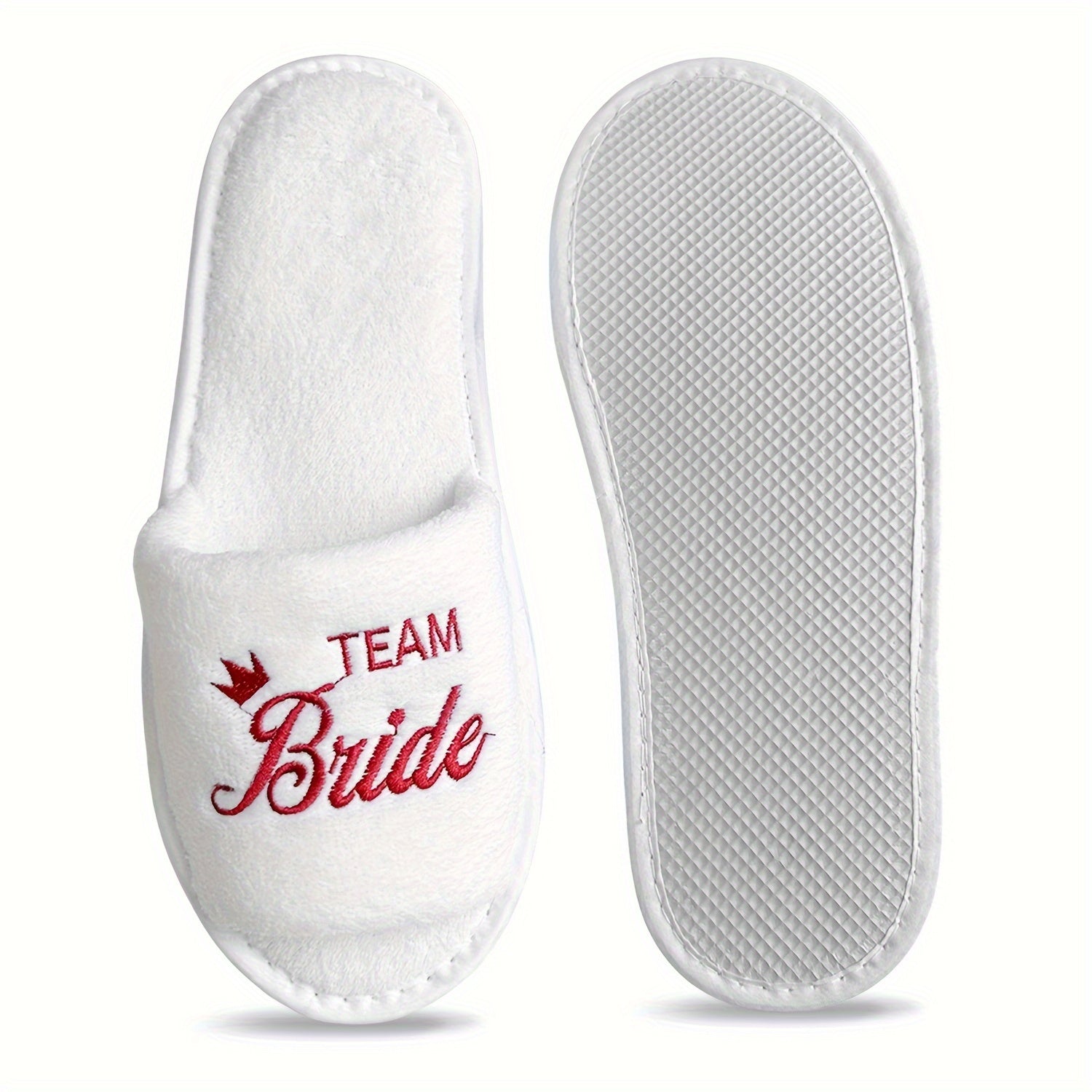 Women's Bridal Party Slippers Set Open-Toe Plush Non-Slip Comfortable Flats