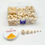 Wooden Beads Set 1105 Pieces in 6 Sizes for DIY Jewelry Crafting