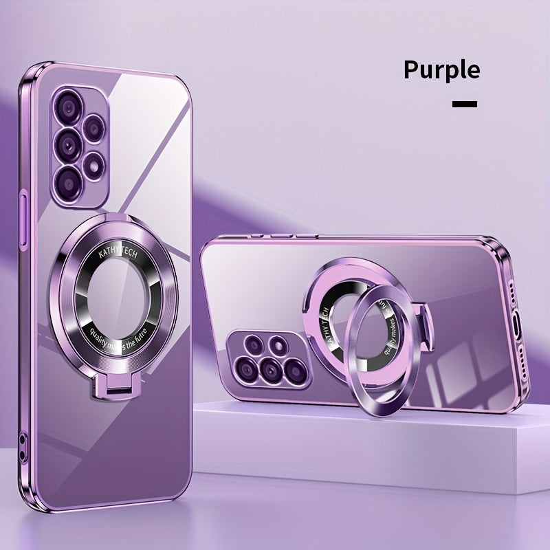 Electroplated Galaxy Phone Case with CD Holder Fall Protection Camera Guard for Samsung Galaxy Series