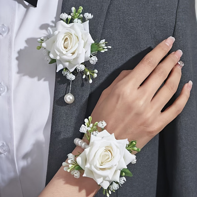 Wedding Accessories Wrist and Chest Flowers for Bridesmaids Groomsmen and Bride