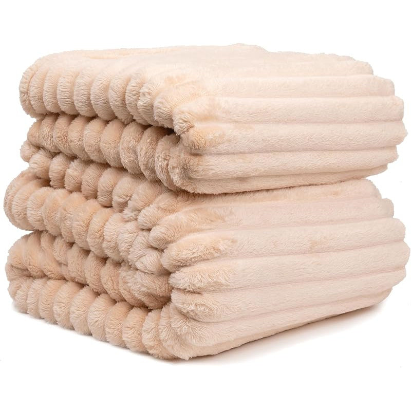 Cozy Flannel Throw Blanket for Couch Bed or Lounge Hypoallergenic Stylish Striped