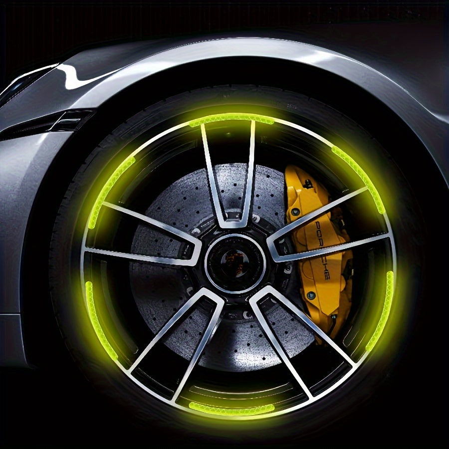 20pcs Reflective Wheel Hub Stickers Glow-in-the-Dark Safety Decals for Cars, Motorcycles, Bicycles