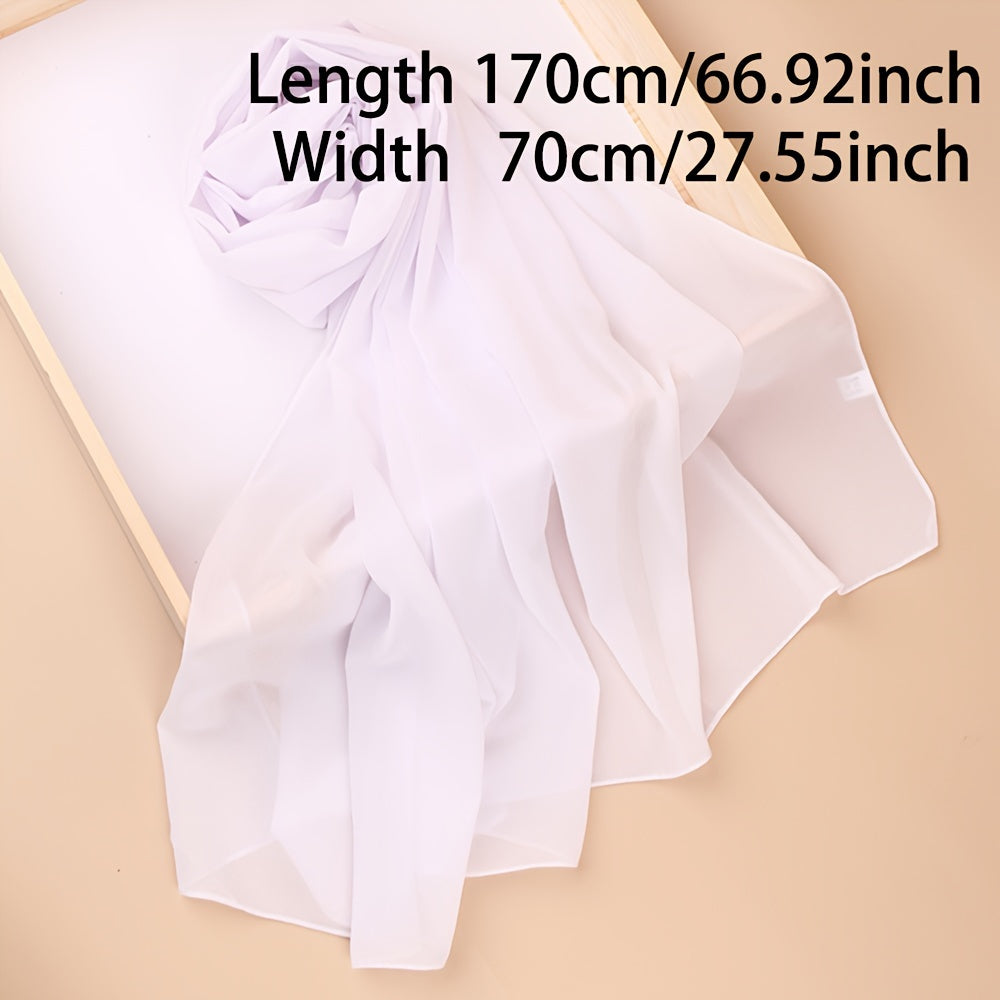Ayollar uchun toza rangli chiffon hijab sharf, yumshoq, engil va ko‘p maqsadli bosh yopishqoq