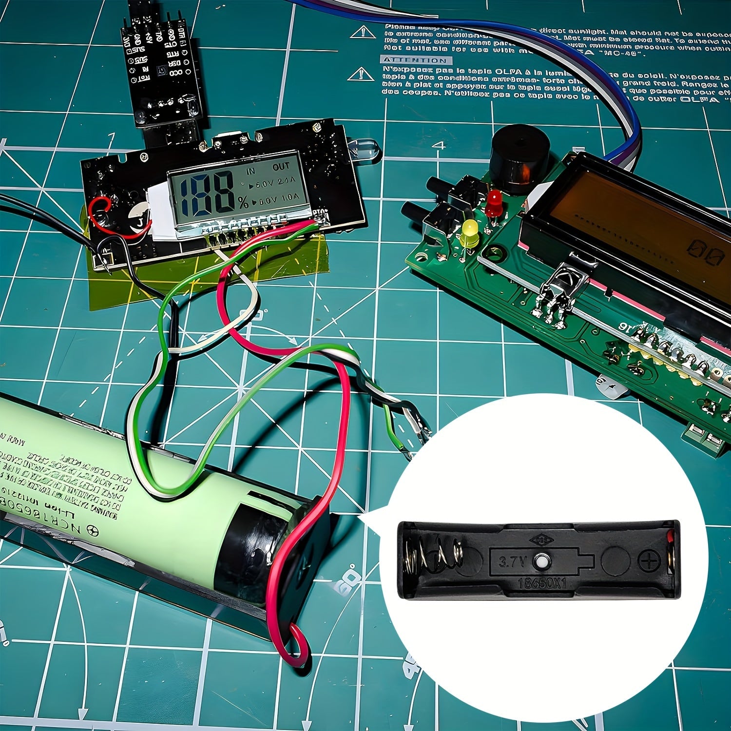 Lithium Battery Storage Box for 18650 Cells Battery Holder with Leads