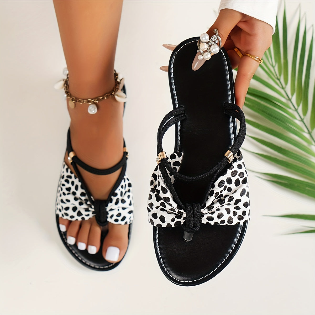 Women's Leopard Print Summer Slip-On Flats with Rubber Sole