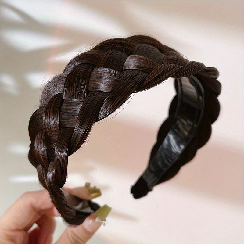 Fluffy Headband Hair Accessory with Braid Twist and 4cm Width for Women