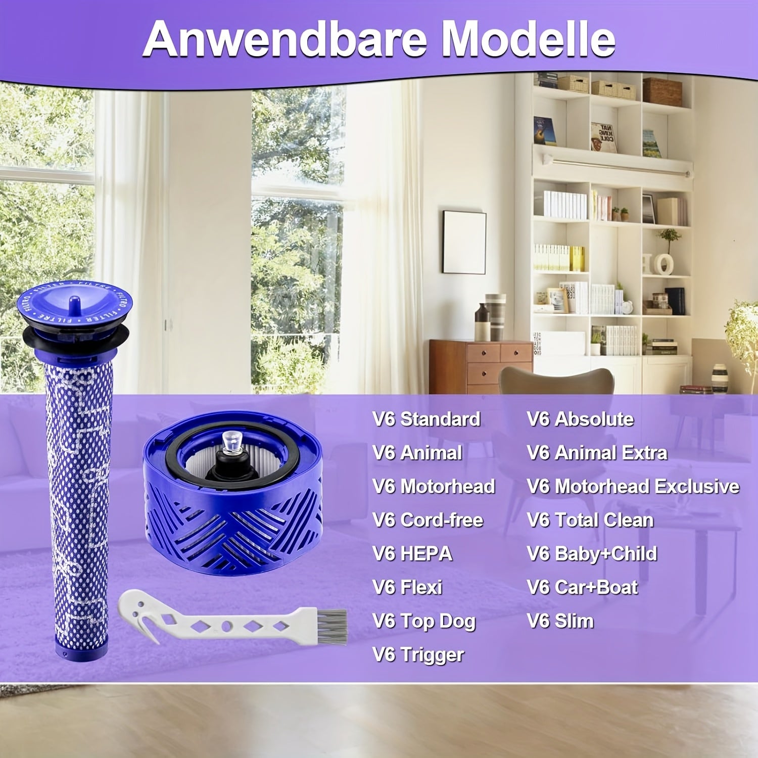 Replacement Filter Kit for Cordless Stick Vacuum with HEPA Filters