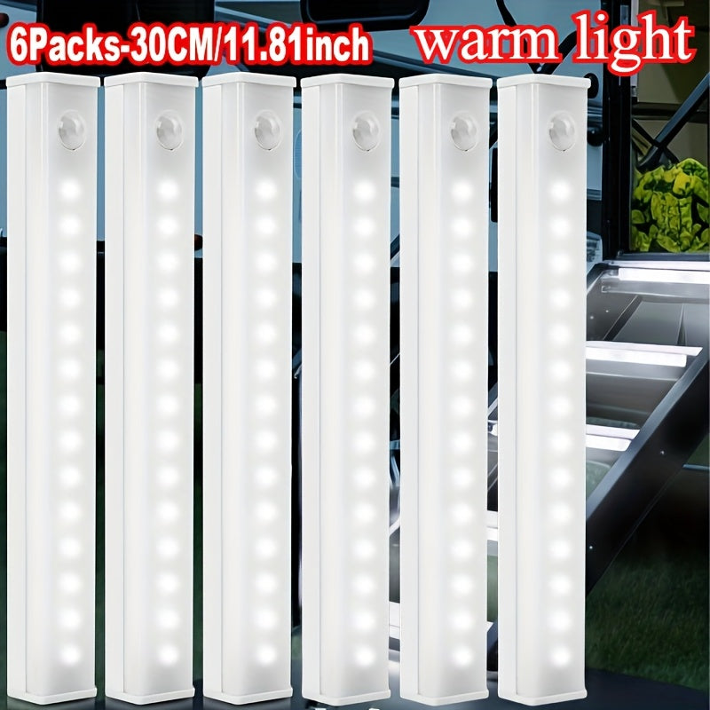 6 dona oq LED harakat sensorli chiroqlar simsiz zaryadlash USB qayta zaryadlanadigan ichki