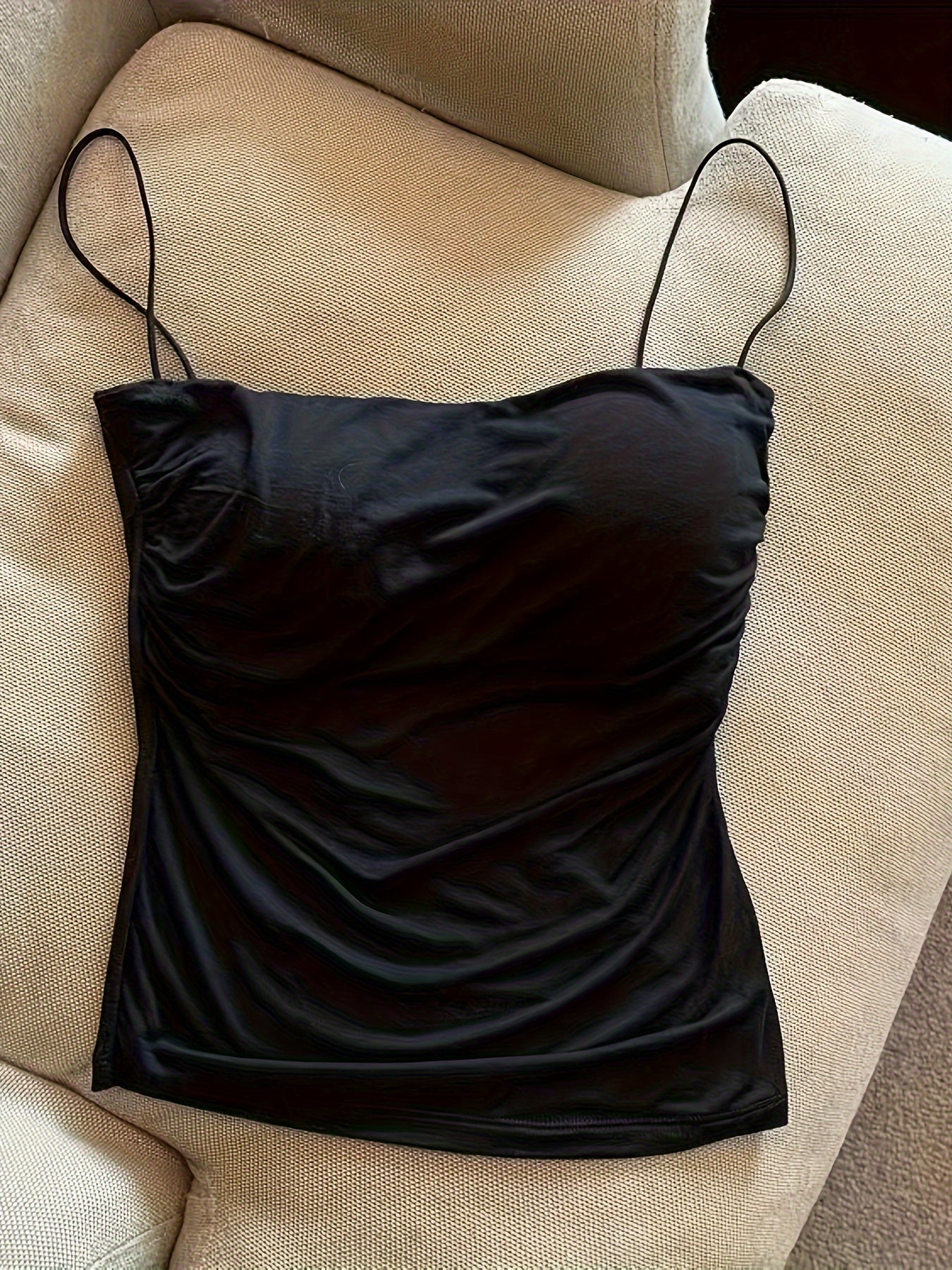 Women’s All-Season Polyester Camisoles with Frill Detail and Strapless Collar