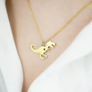 Unisex Stainless Steel Dinosaur Pendant Necklace with 18K Gold Plating Hip Hop Style Jewelry