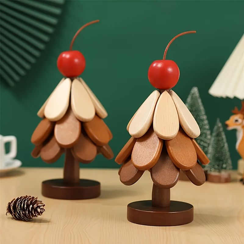 Set of 3 Wooden Christmas Tree Coasters for Hot Dishes and Drinks