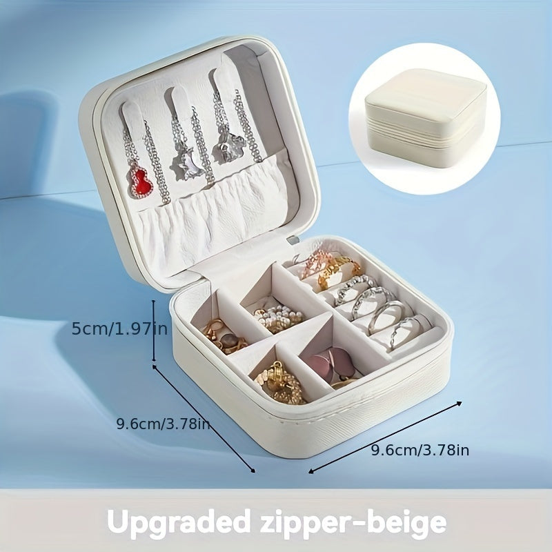 Mini Faux Leather Jewelry Organizer with Drawer for Earrings Necklaces Rings and Bracelets