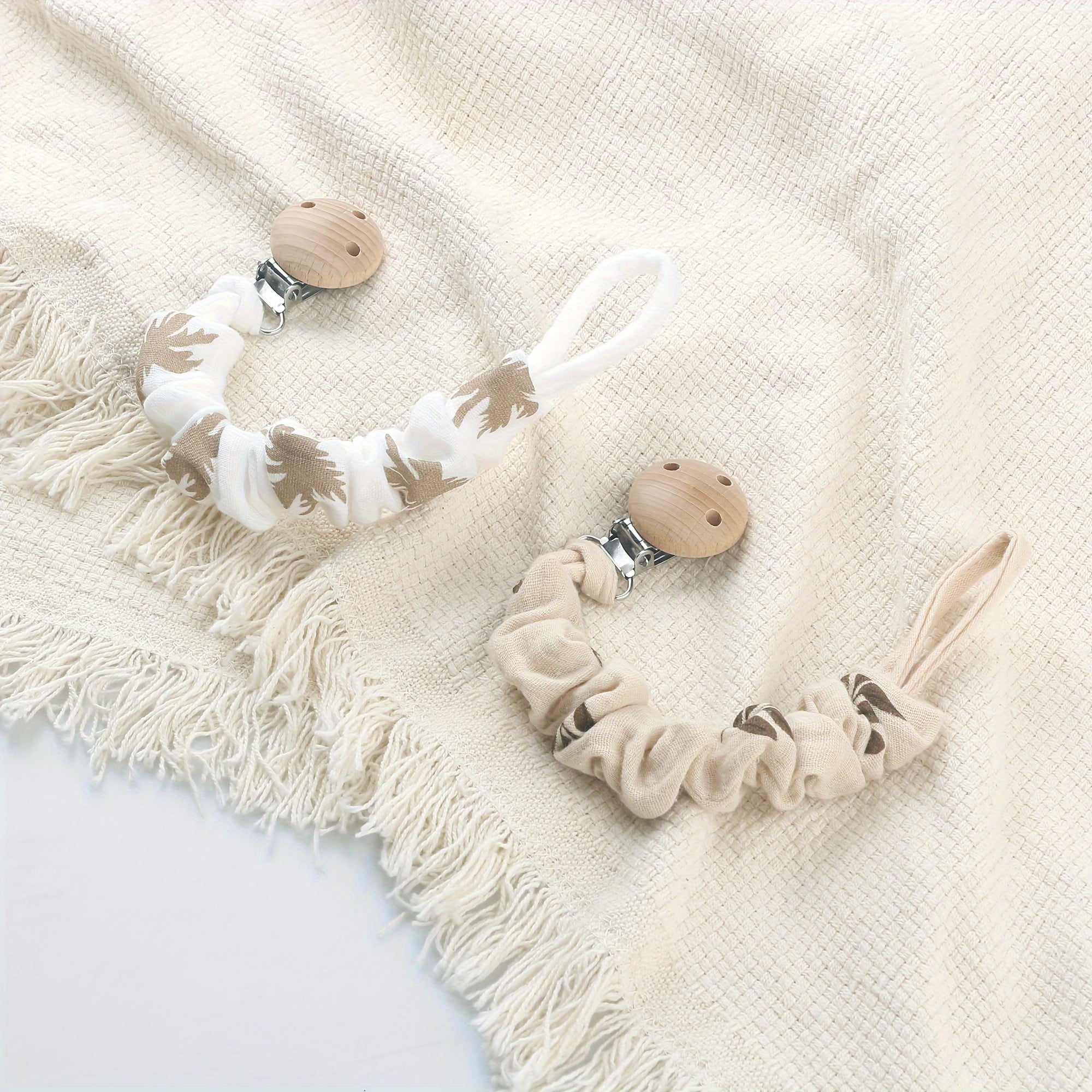 Soft Muslin Ruffle Pacifier Clip for Baby Girls and Boys Christmas Halloween Thanksgiving Easter Gift