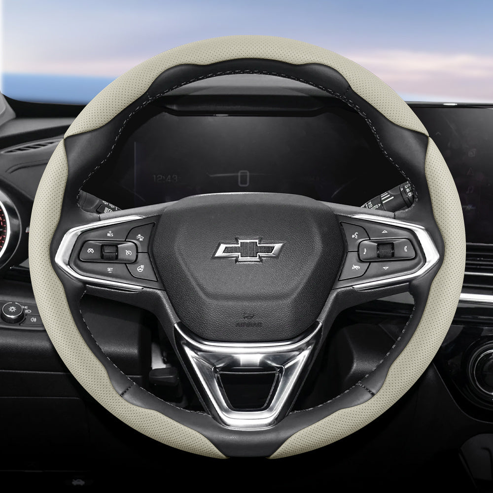 Universal Ventilated PU Leather Steering Wheel Cover, Quick-Release, Anti-Slip