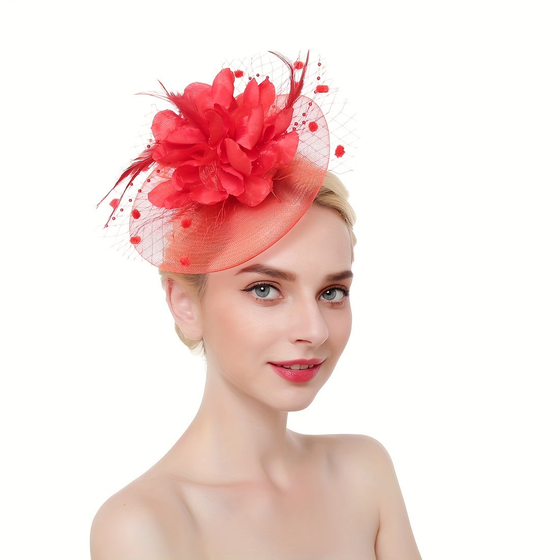 Women's Flower Shaped Fascinator Hat with Mesh for Tea Parties and Special Occasions