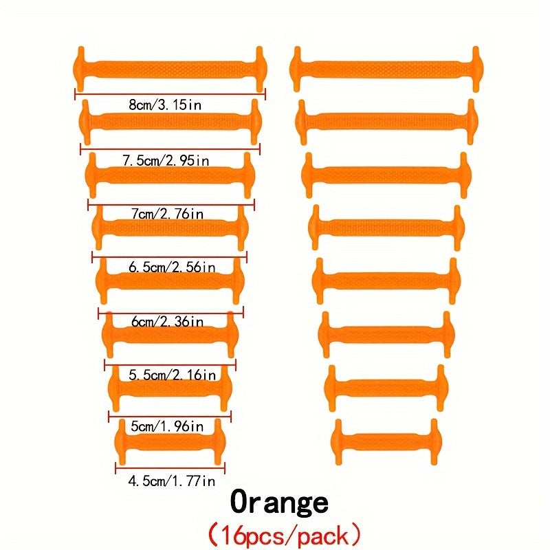 Unisex Silicone No Tie Shoelaces Creative Lazy Shoe Laces 16 Pairs