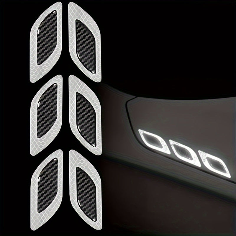 6pcs Car Reflective Decals Plastic Bumper Strips Scratch Masks for Safety