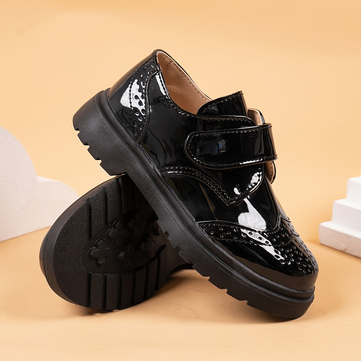 Zapatos de vestir negros transpirable de PU para niños, ideales para bodas, fiestas y uso casual
