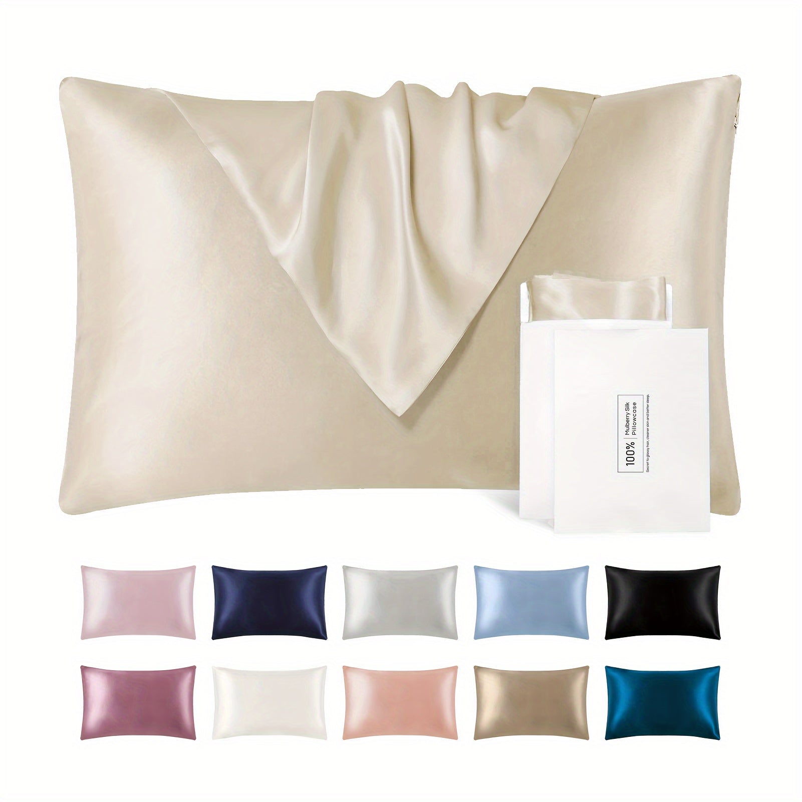 100% Mulberry Silk Pillowcase Soft Silky Smooth Premium Quality for Bedroom Sofa Dorm