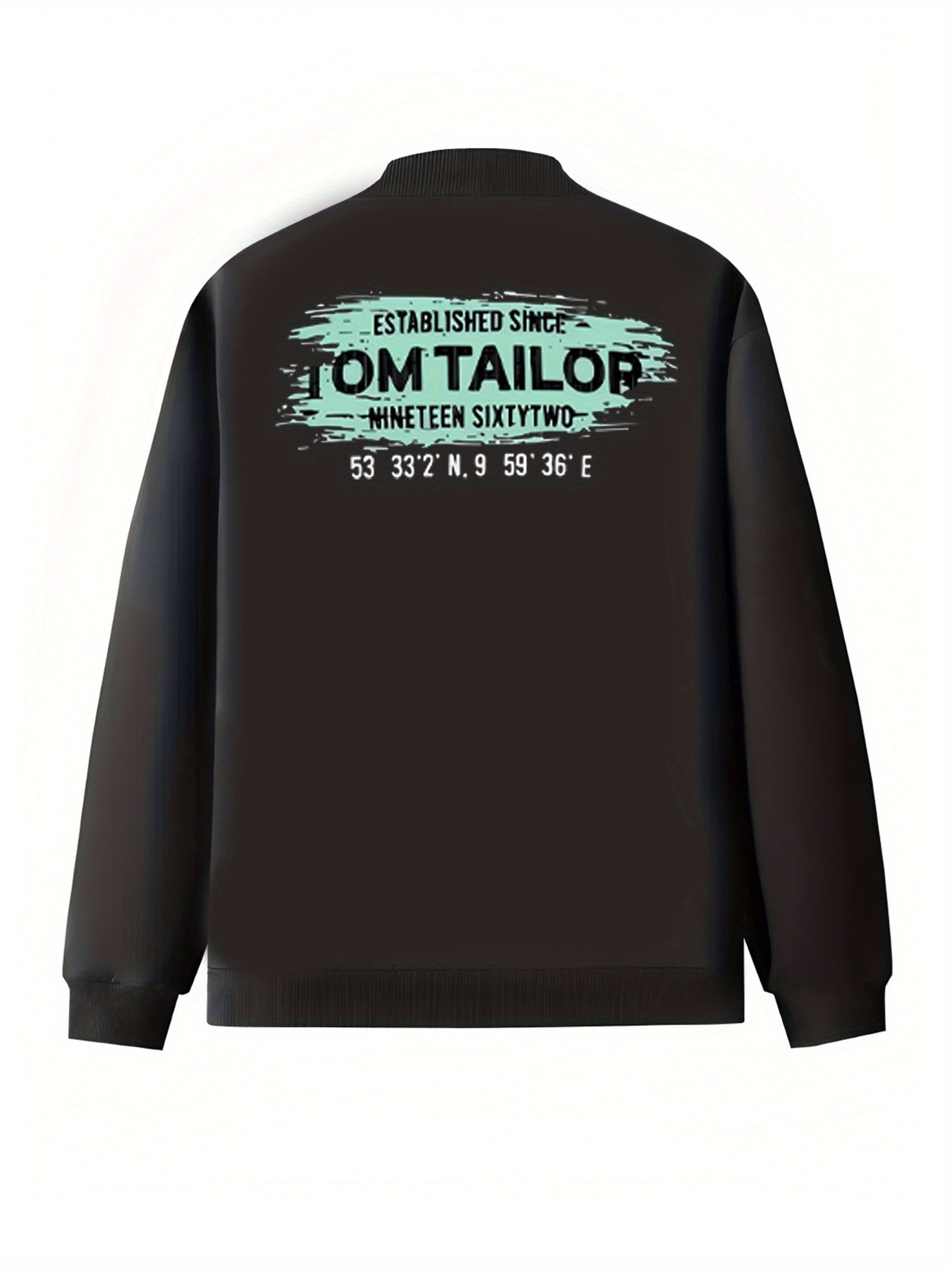 Plus Size Women's Bomber Jacket with Letter Print Black Green Contrast Zipper