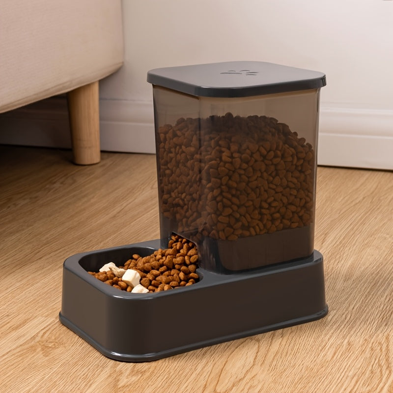 2-in-1 Pet Feeder and Water Dispenser for Cats and Dogs Durable Plastic No Batteries Needed