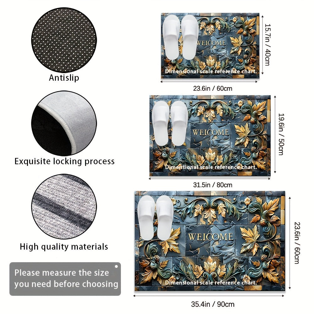 3D Реалистичный каменный узорный коврик с рельефом растений, нескользящий, полиэстер, 70x120 см