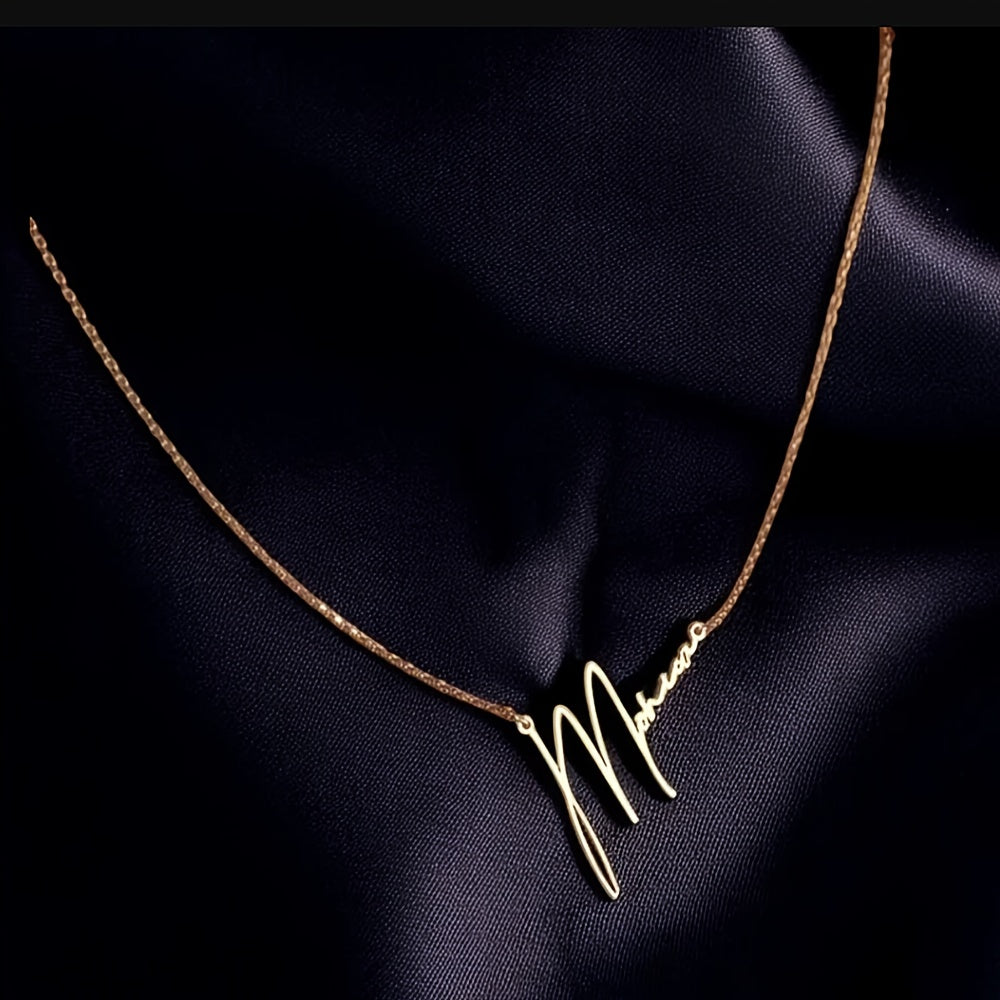 Collar de nombre escrito a mano personalizado en acero inoxidable, joyería boho para ocasiones especiales