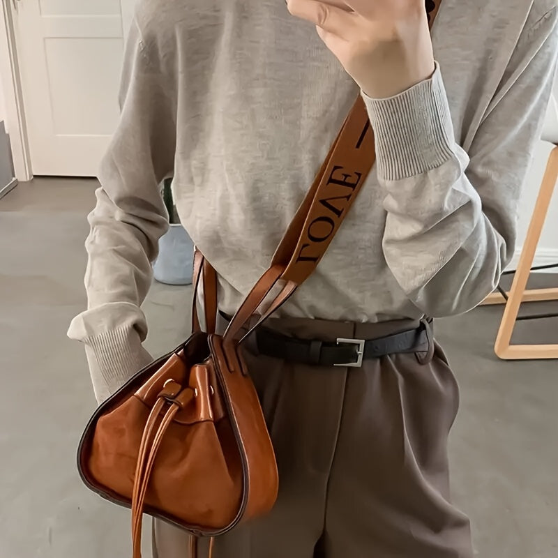 Bolso bandolera mini de cuero sintético vintage para mujer, de color sólido, resistente a manchas, con correa ajustable