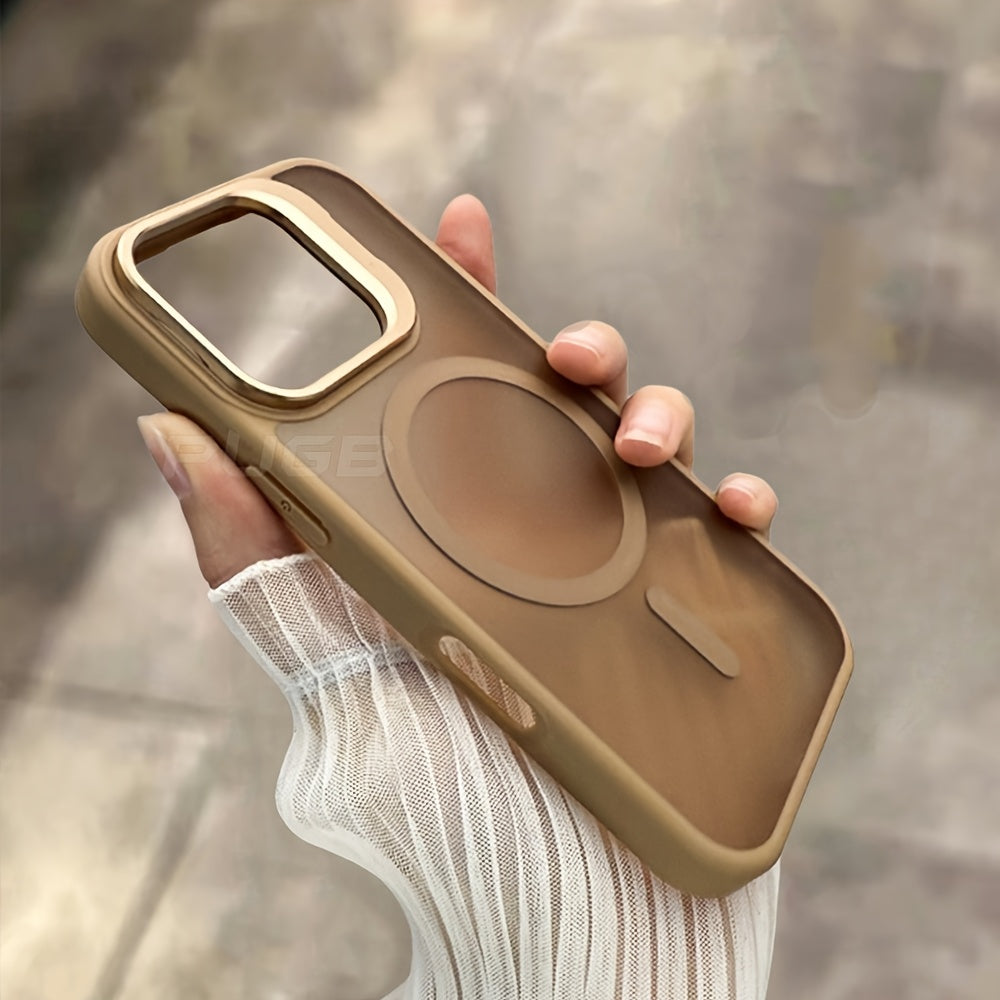 Luxury Matte Acrylic Magnetic Phone Case for iPhone Wireless Charging Shockproof Cover