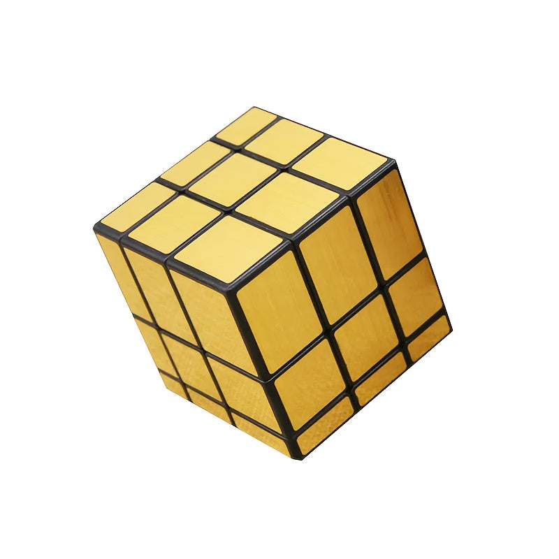 3x3 Mirror Cube Puzzle for Beginners with Silver and Gold Colors, Smooth and Durable
