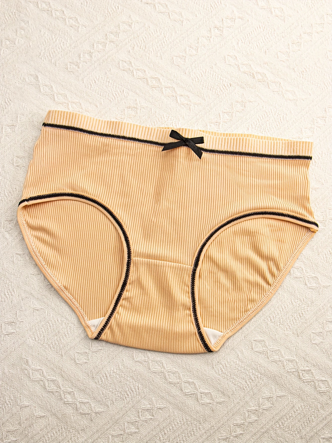 Pack de 4 braguitas de punto transpirable con ribete y diseño de triángulo para mujer