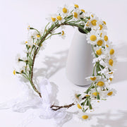 White Daisy Ribbon Hairband Boho Chic Festival Beach Wedding Accessory