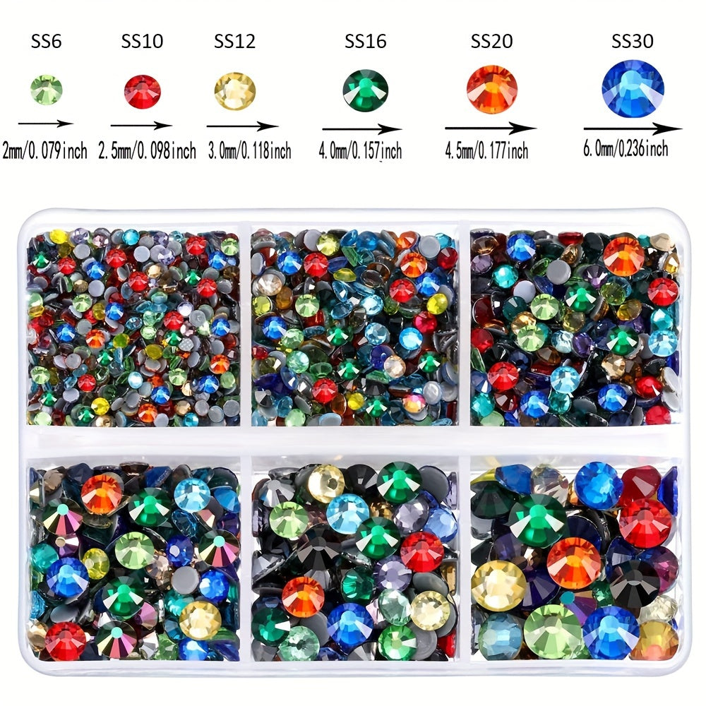 4000 dona Hot Fix Rhinestones Flatback Shisha Rhinestones uchun Hunarmandchilikki, kiyim-kechak, raqs kostyumlari, ko'p rangli
