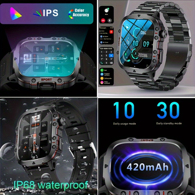 Men's Rugged Smartwatch with Wireless Talk Sports Fitness AI Voice 4.98cm TFT Screen