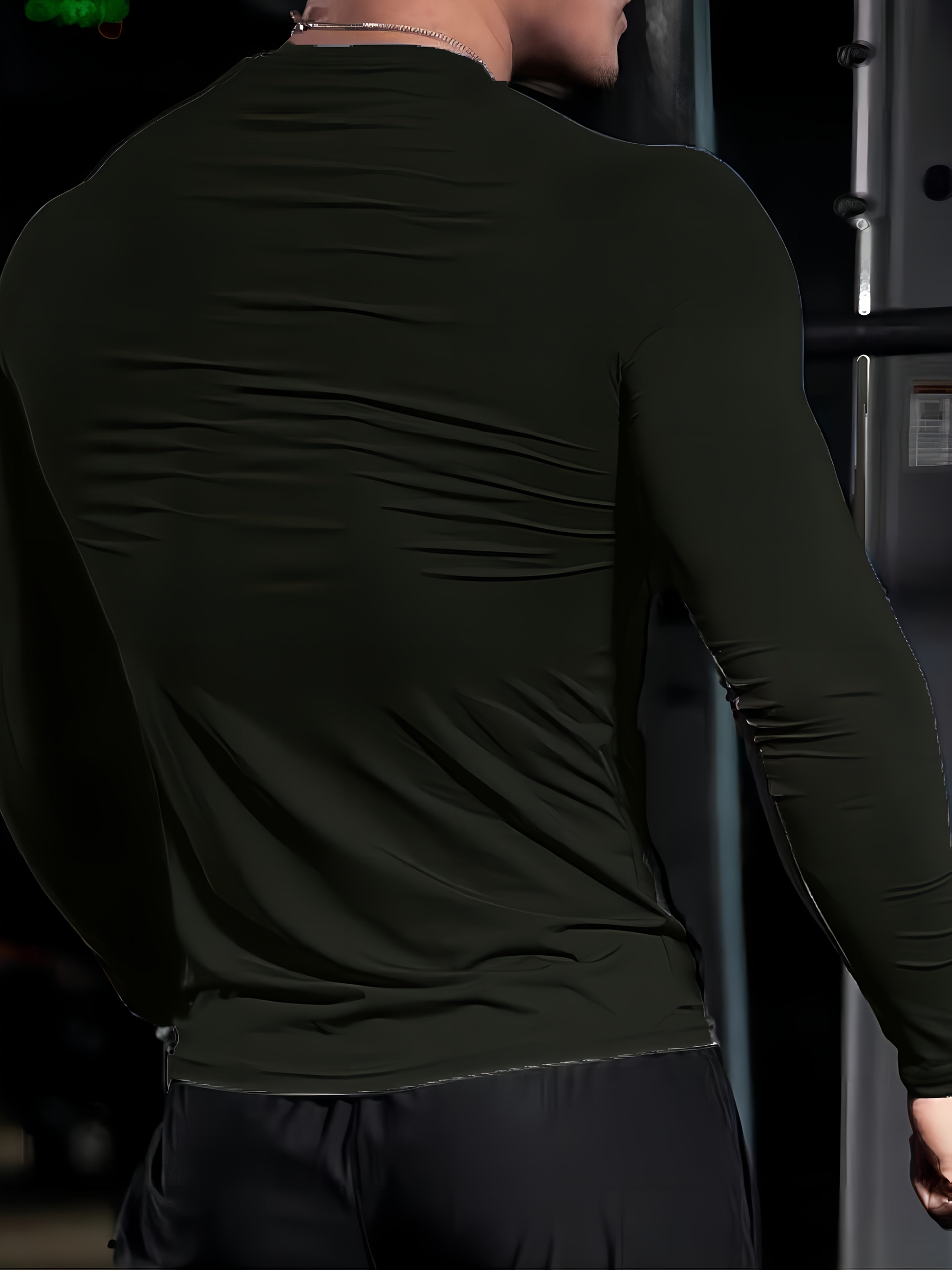 Мужское летнее длинное рукавное утягивающее белье облегающего кроя из полиэстера и эластана повседневное