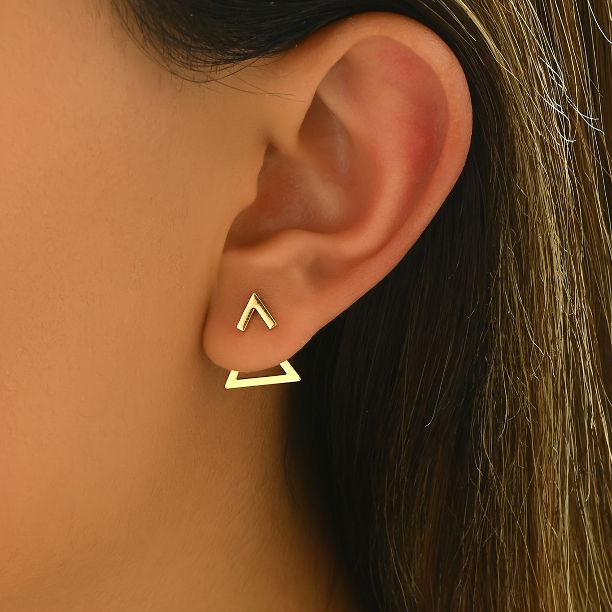 Ayollar uchun geometrik stud taqinchoqlari, oltin bilan qoplangan, moda aksessuarlar, kundalik kiyim uchun, 1 juft