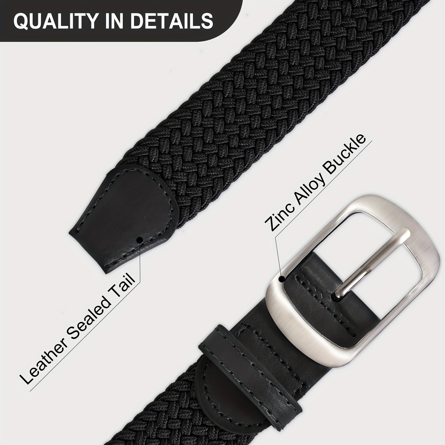 Unisex Solid Color Braided Belt with Pin Buckle for Casual Jeans