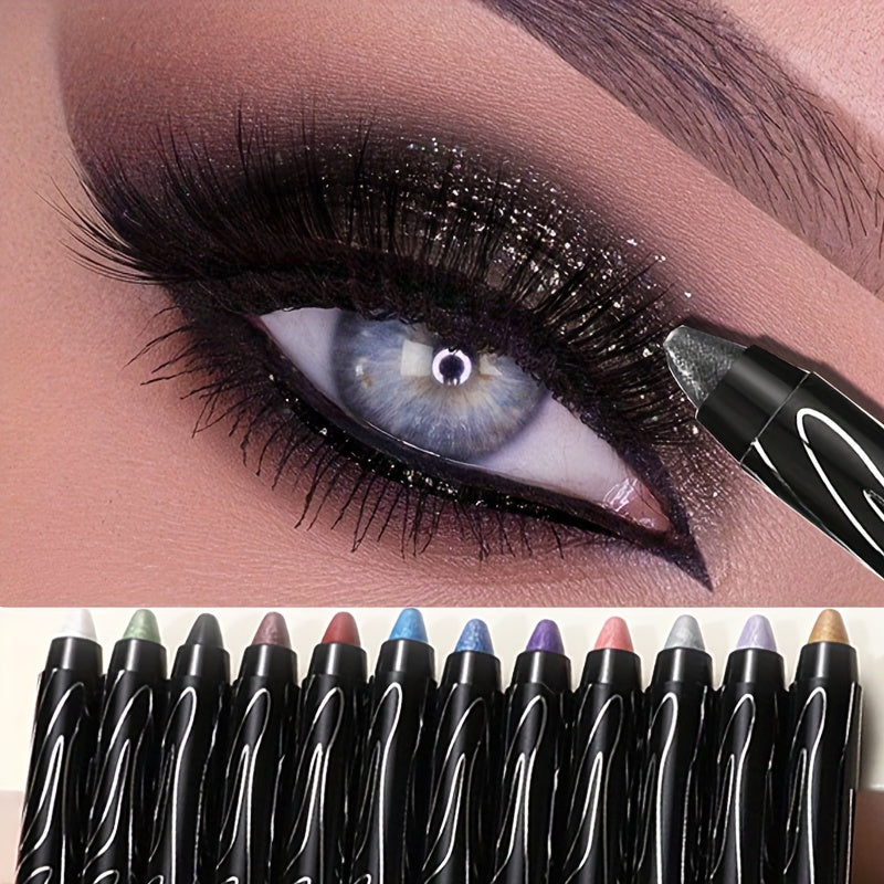 Women Shimmering Eyeshadow Pencil 2-in-1 Matte Glitter Brightening Contouring