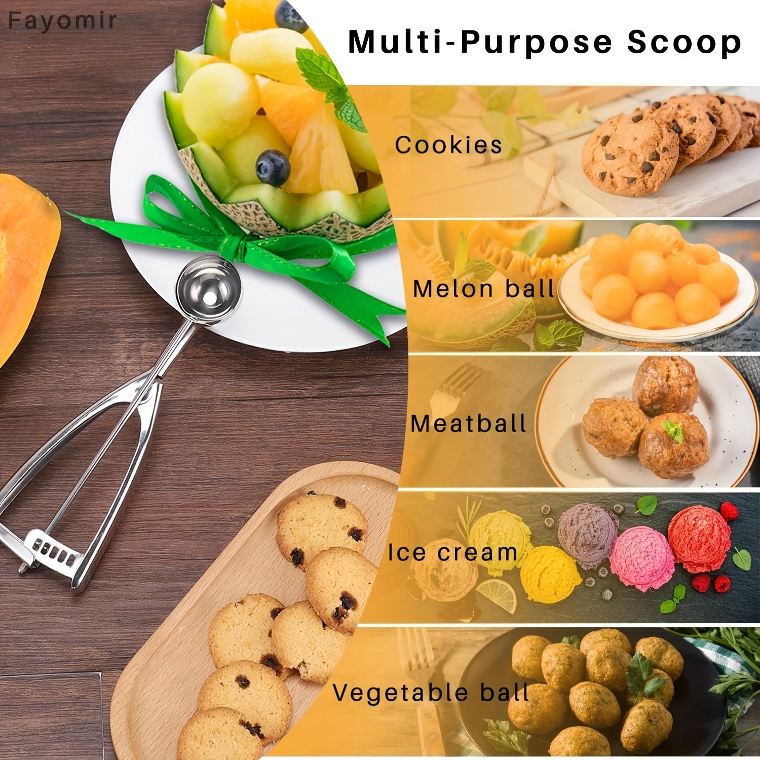 Set of 2 Stainless Steel Ice Cream Spoons with Trigger Release for Serving and Baking