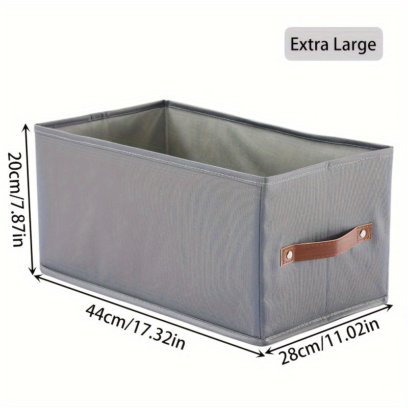 Qo‘lqopli to‘g‘ri burchakli saqlash qutilari, shkaflar yoki yotoq javonlari uchun mukammal. Ushbu yig‘iladigan mato qutilar kulrang yoki bej rangda bo‘lib, joyingizni tartibga solishda ideal. Yotoq osti saqlash uchun ham juda yaxshi!