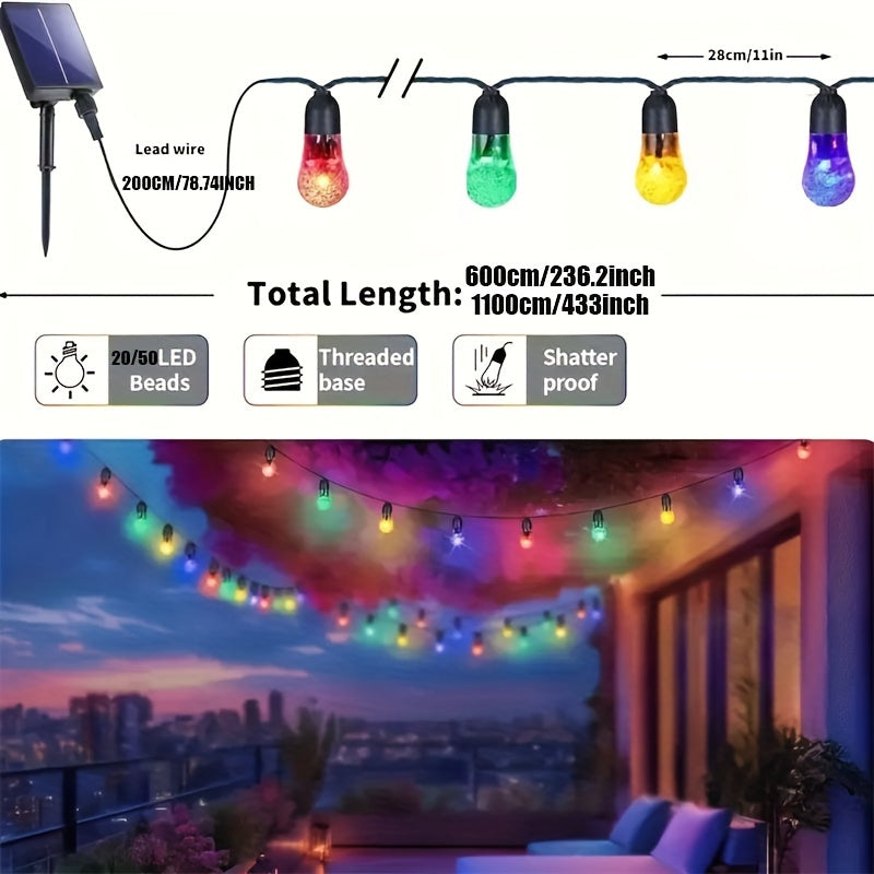 Luces de cadena de globos solares multicolores con 20/30 LEDs, control remoto IR USB, batería de litio, para exteriores, patio y camping