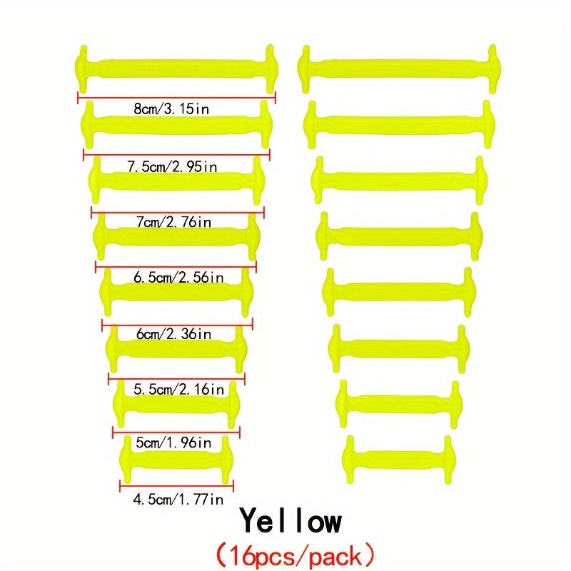 Unisex Silicone No Tie Shoelaces Creative Lazy Shoe Laces 16 Pairs