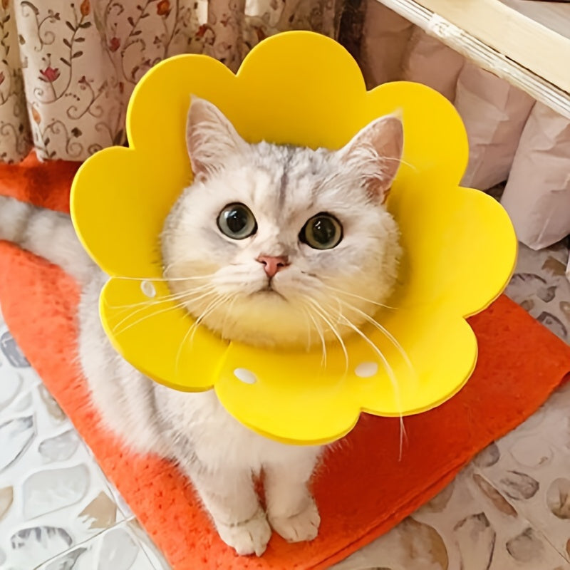 Sunflower-Shaped Cat Recovery Collar Adjustable Post-Surgery Wound Healing Cone