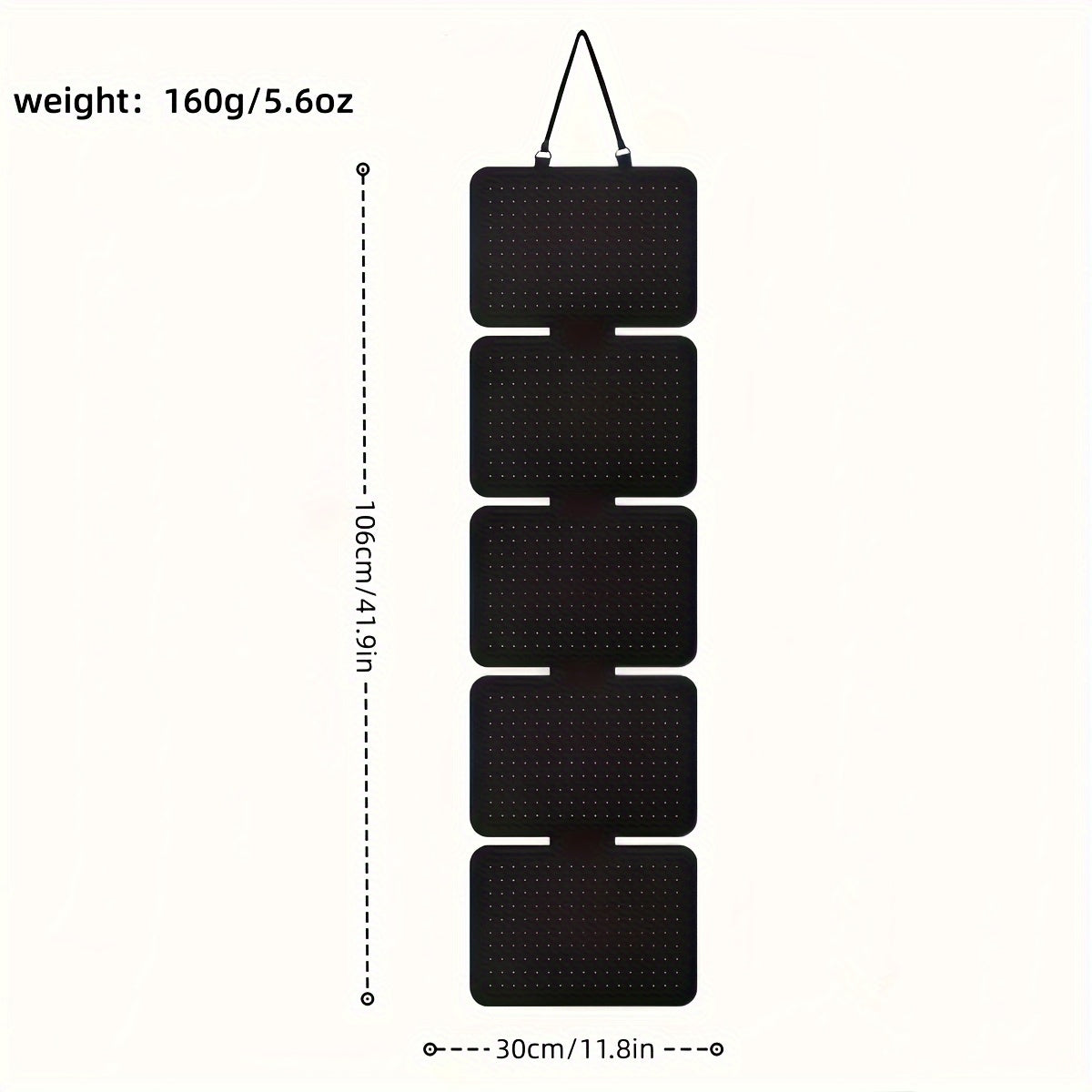 Black Felt Jewelry Organizer 5-Tier Hanging Storage Bag for Earrings Necklaces Bracelets