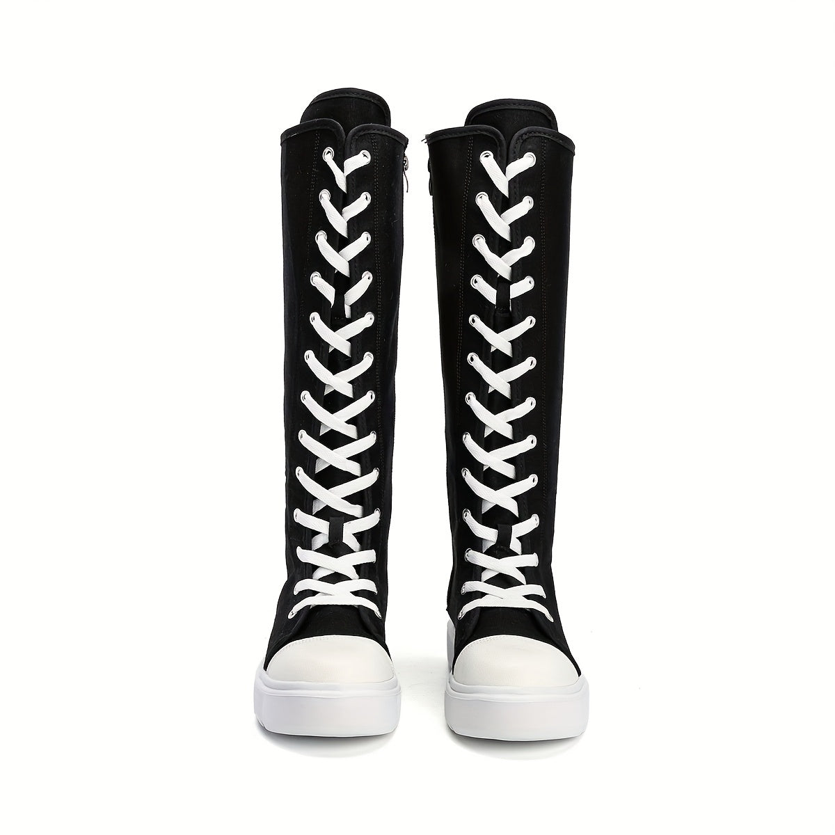 Women's Casual High-Top Sneakers with Side Zipper, Breathable Fabric