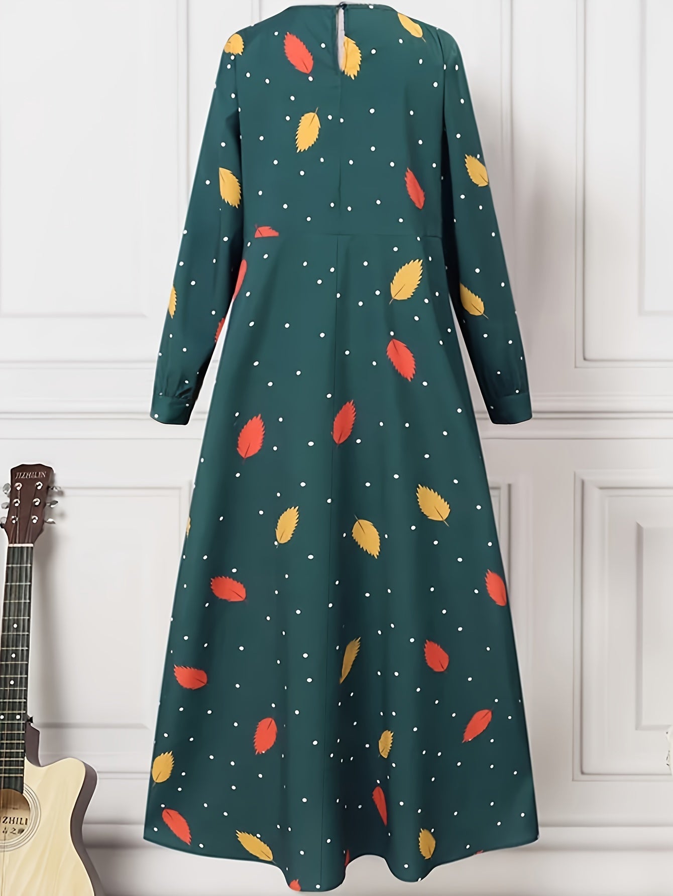 Women's Polka Dot A-Line Dress with Ruffle Hem for Spring and Fall