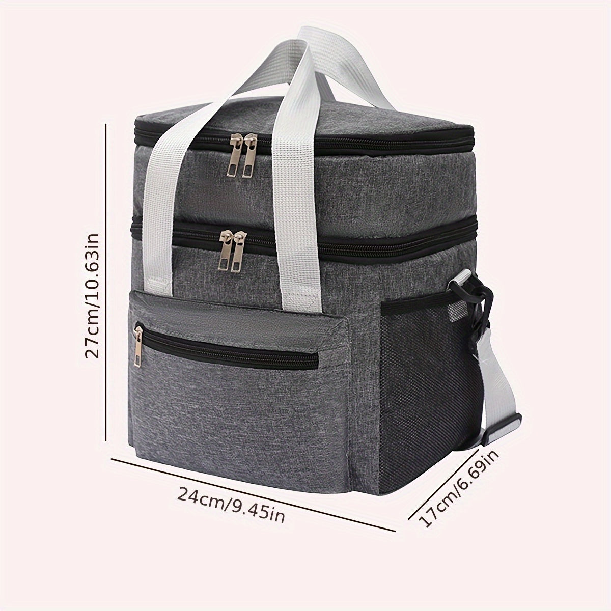 Insulated Lunch Bag with Two Layers Leakproof Cooler Carrier for Outdoor and Work Use